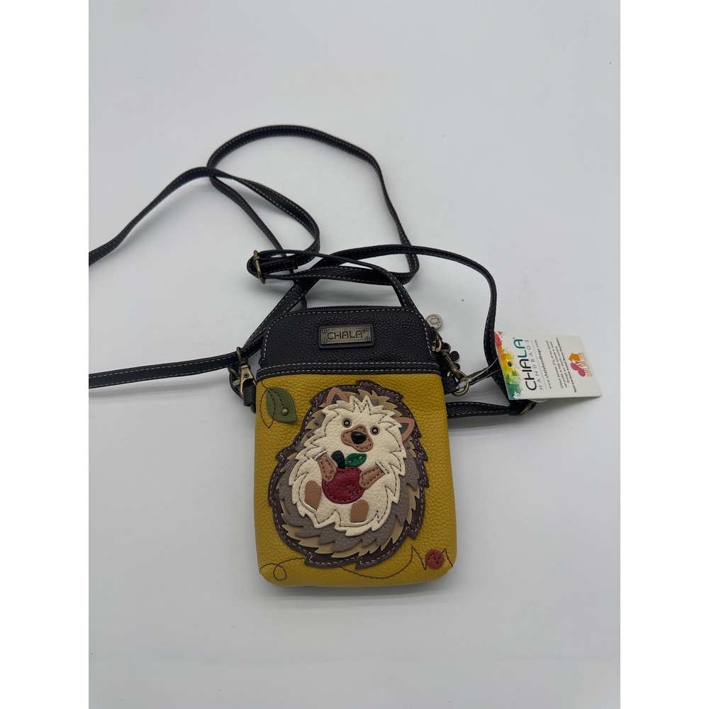 NEW CHALA MUSTARD‎ YELLOW HEDGEHOG CELL PHONE CROSSBODY PURSE ADJ STRAP
